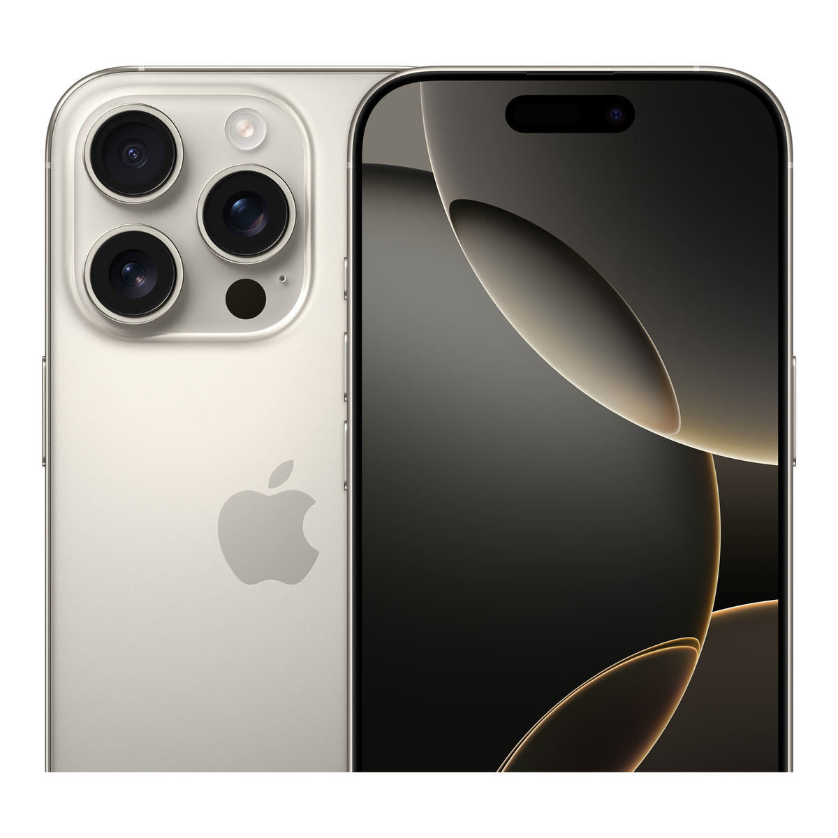 Apple iPhone 16 Pro in Natural Titanium, angled view
