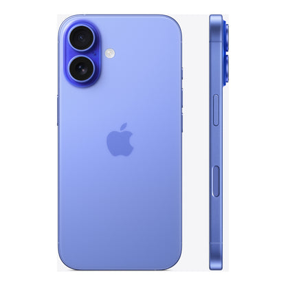 Apple iPhone 16 in Ultramarine, angled view