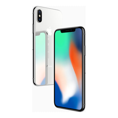 Apple iPhone X in Silver, front and back