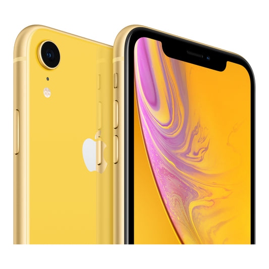 Apple iPhone XR in Yellow, front and back