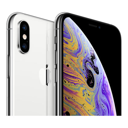Apple iPhone XS in Silver, front and back
