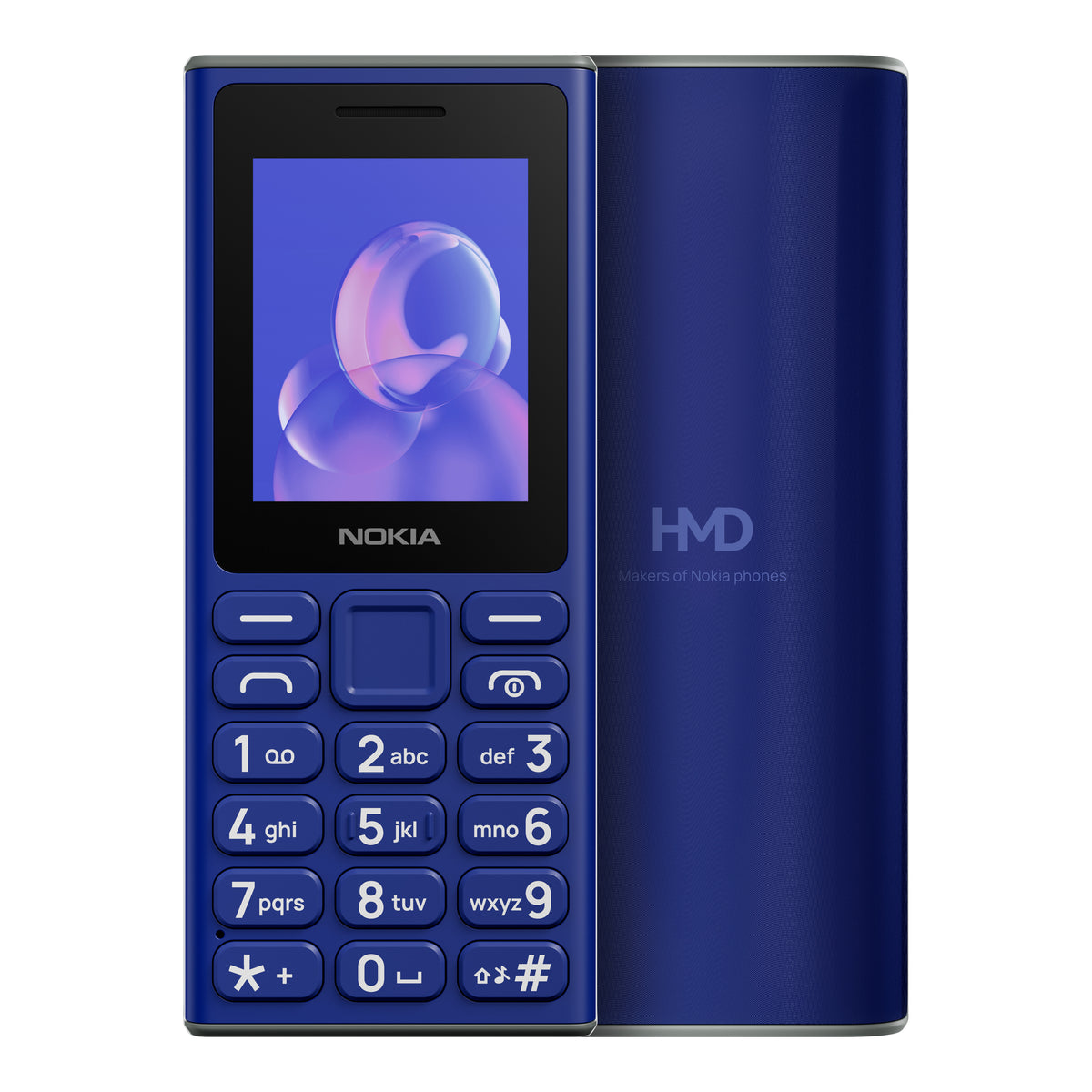 Nokia Nokia 105 (2024) in Blue, front and back