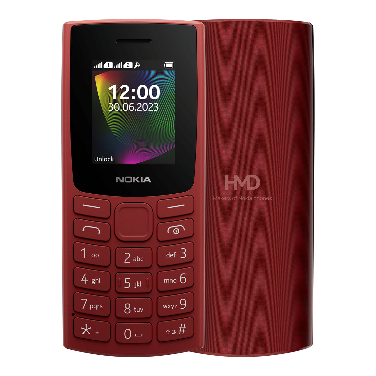 Nokia Nokia 106 (2023) in Red Terracotta, front and back