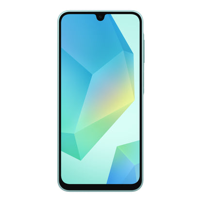 Samsung Galaxy A16 5G in Light Green, front and back