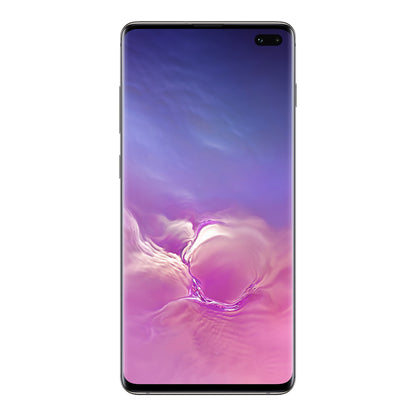 Samsung Galaxy S10+ in Prism Black, front and back