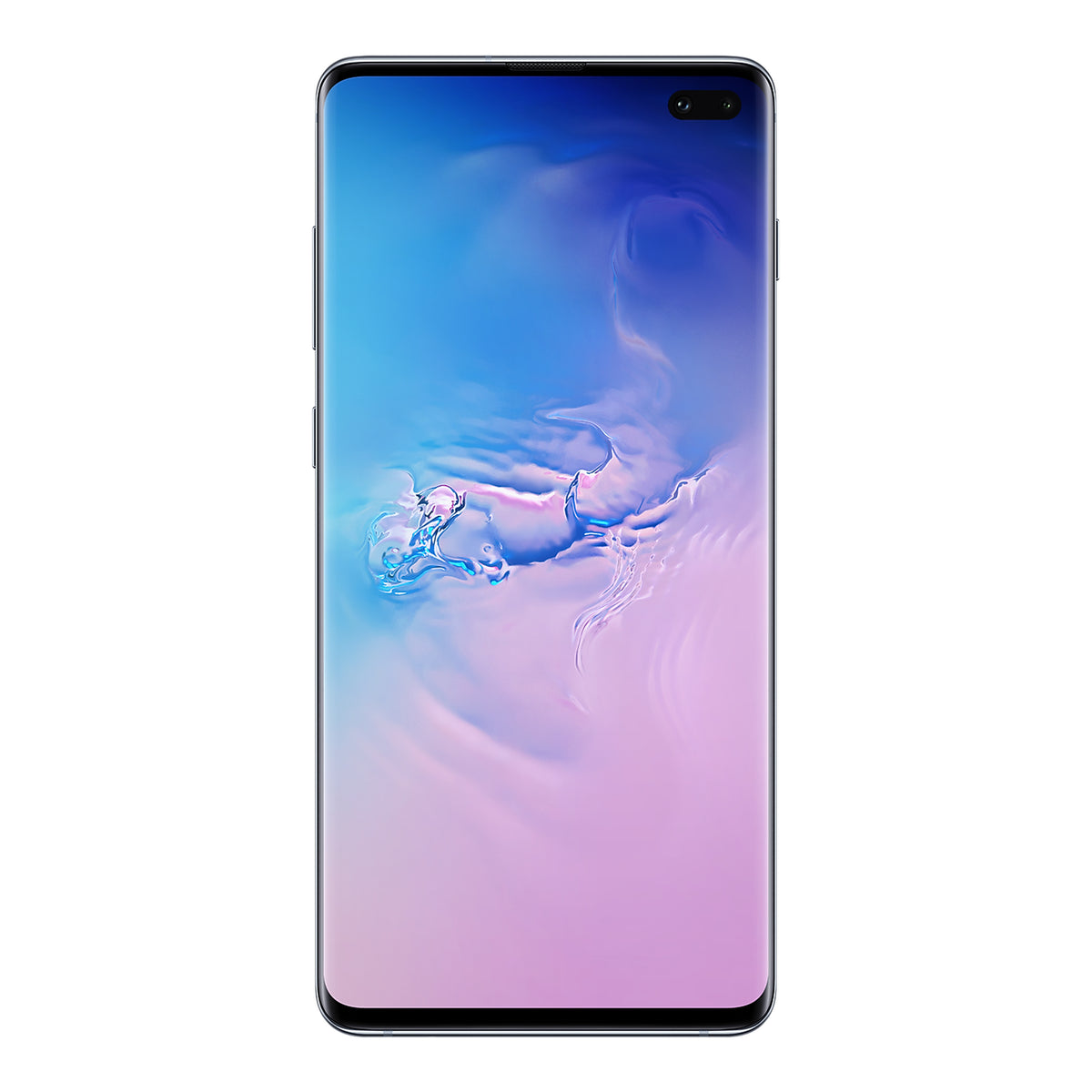 Samsung Galaxy S10+ in Prism Blue, front and back