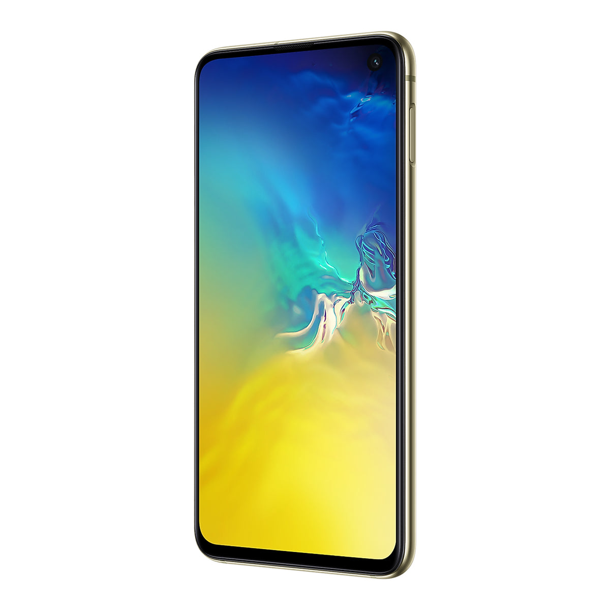 Samsung Galaxy S10e in Canary Yellow, angled view (right)