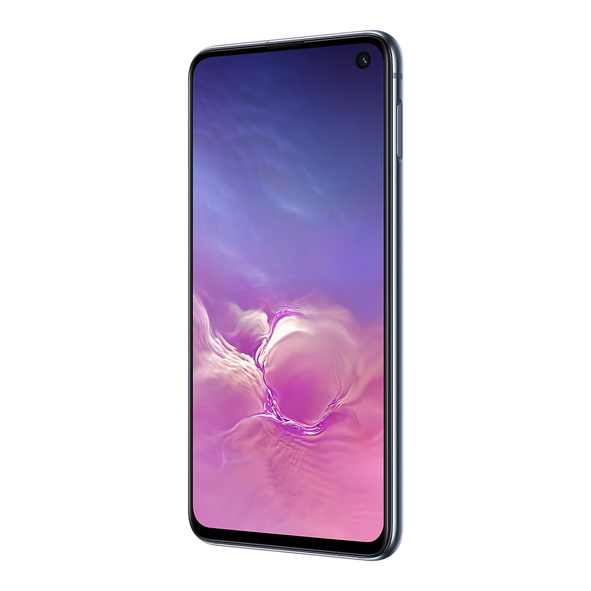 Samsung Galaxy S10e in Prism Black, angled view (right)