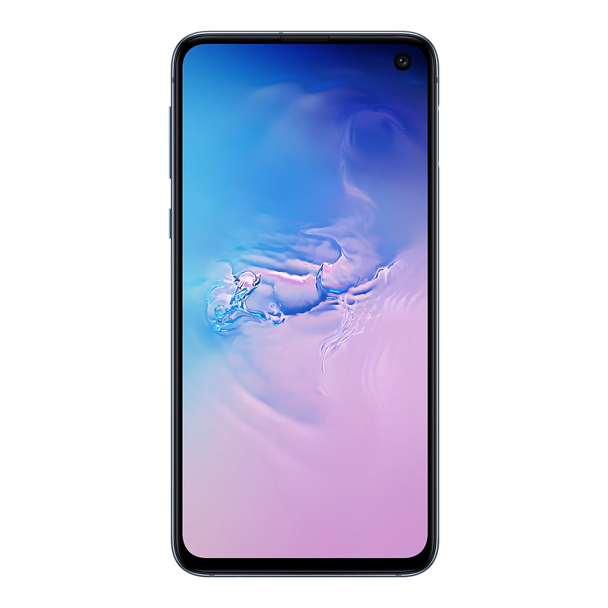 Samsung Galaxy S10e in Prism Blue, front and back
