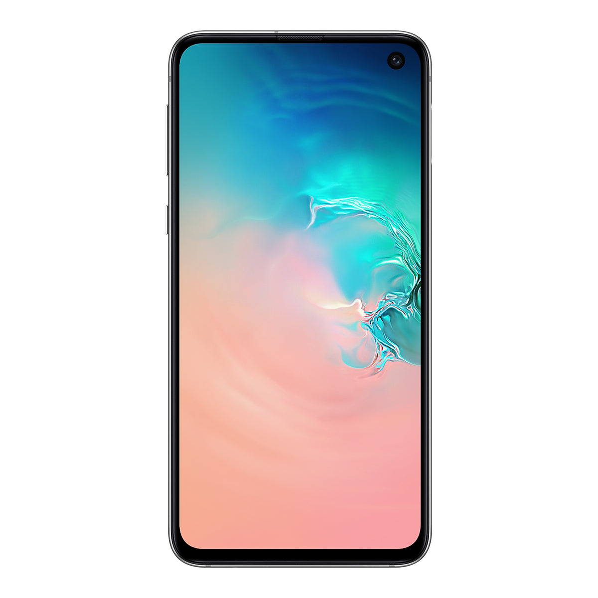 Samsung Galaxy S10e in Prism White, front and back