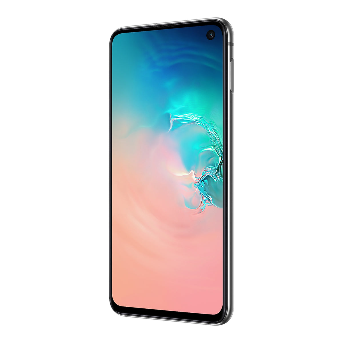Samsung Galaxy S10e in Prism White, angled view (right)