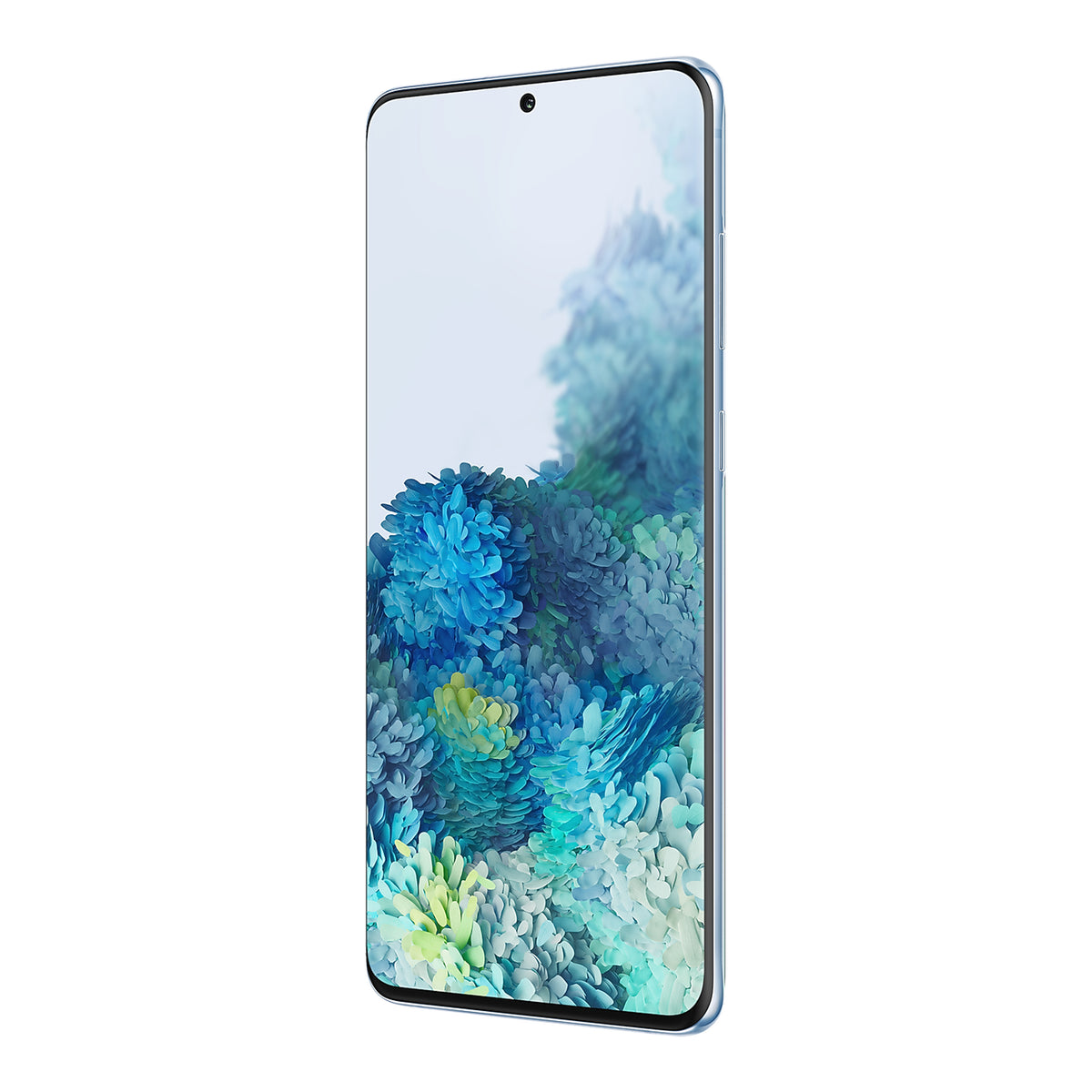 Samsung Galaxy S20+ in Cloud Blue, angled view (right)