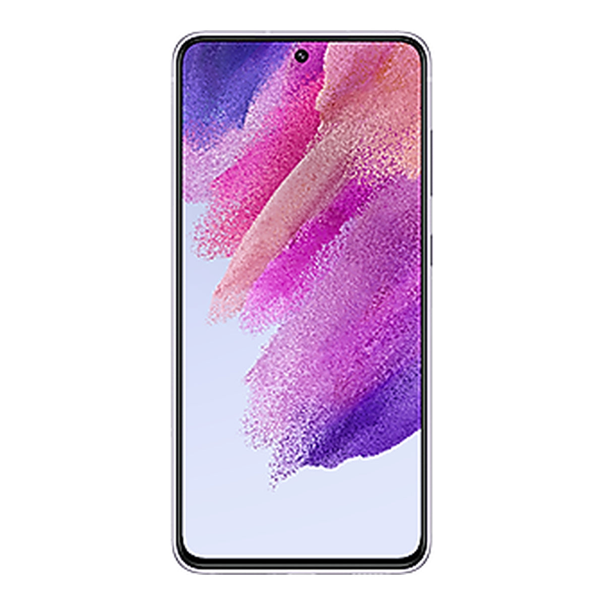 Samsung Galaxy S21 FE in Lavender, front and back