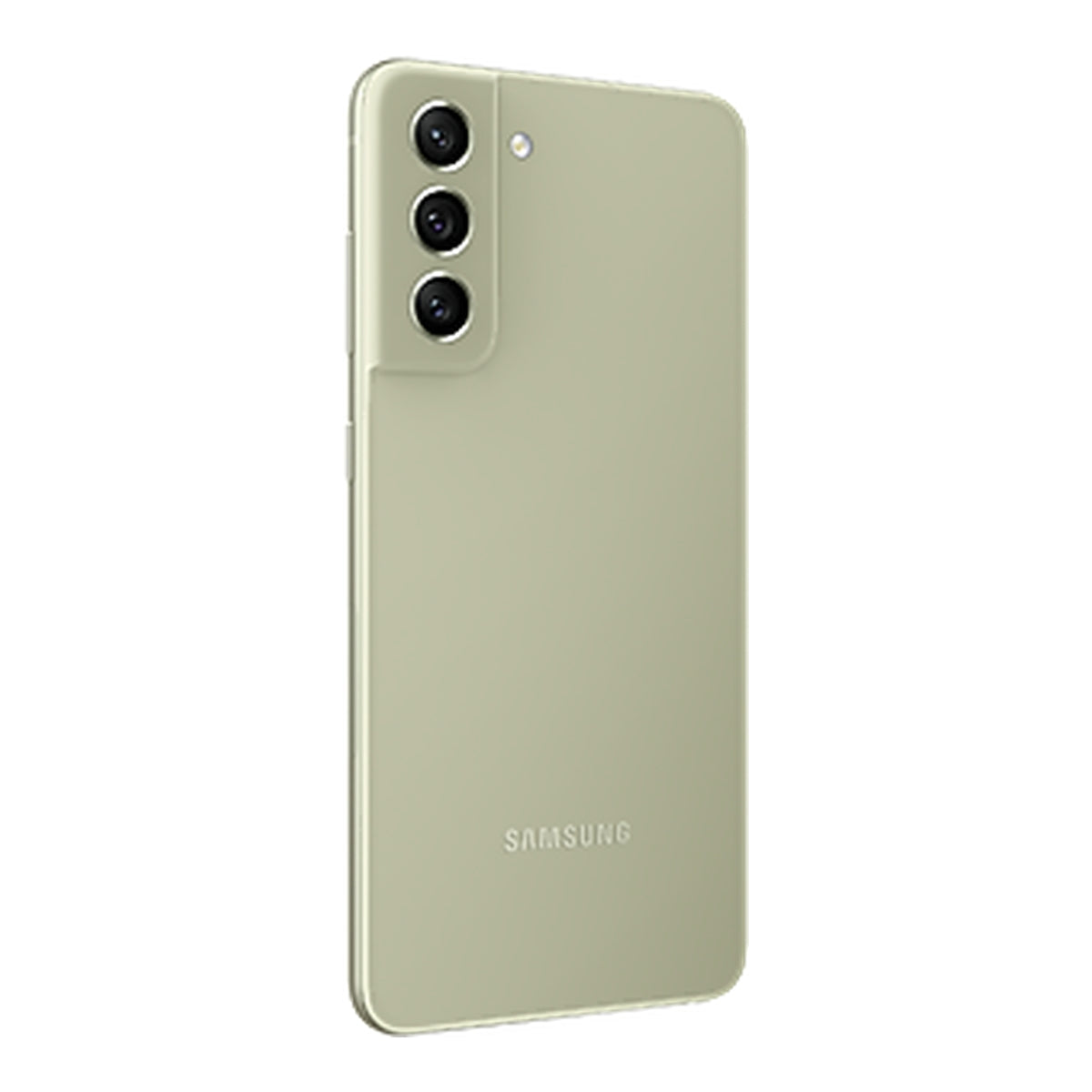 Samsung Galaxy S21 FE in Olive, back (left)