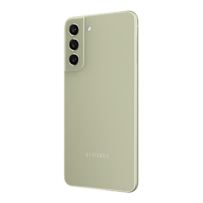 Samsung Galaxy S21 FE in Olive, back (right)