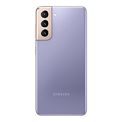 Samsung Galaxy S21 in Phantom Violet, front and back