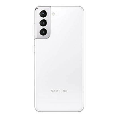 Samsung Galaxy S21 in Phantom White, front and back