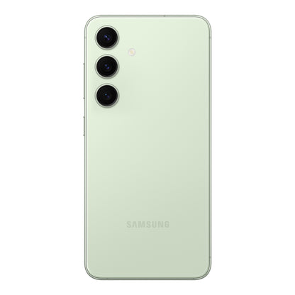 Samsung Galaxy S24 in Jade Green, front and back