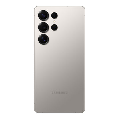 Samsung Galaxy S25 Ultra in Titanium Grey, front and back