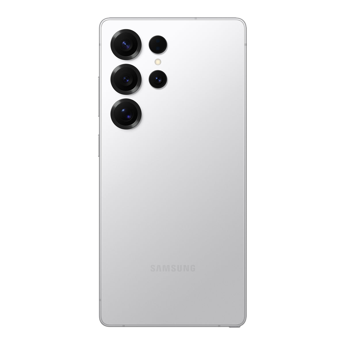 Samsung Galaxy S25 Ultra in Titanium Whitesilver, front and back