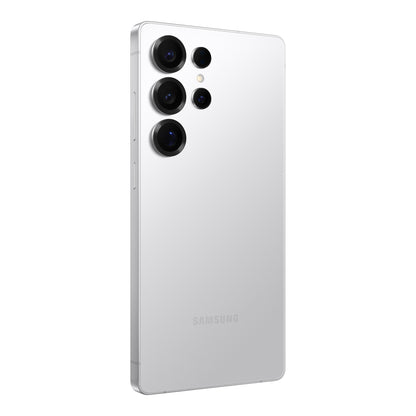 Samsung Galaxy S25 Ultra in Titanium Whitesilver, back (left)
