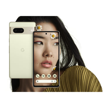 Google Pixel 7 in Lemongrass, front and back