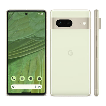 Google Pixel 7 in Lemongrass, front and back