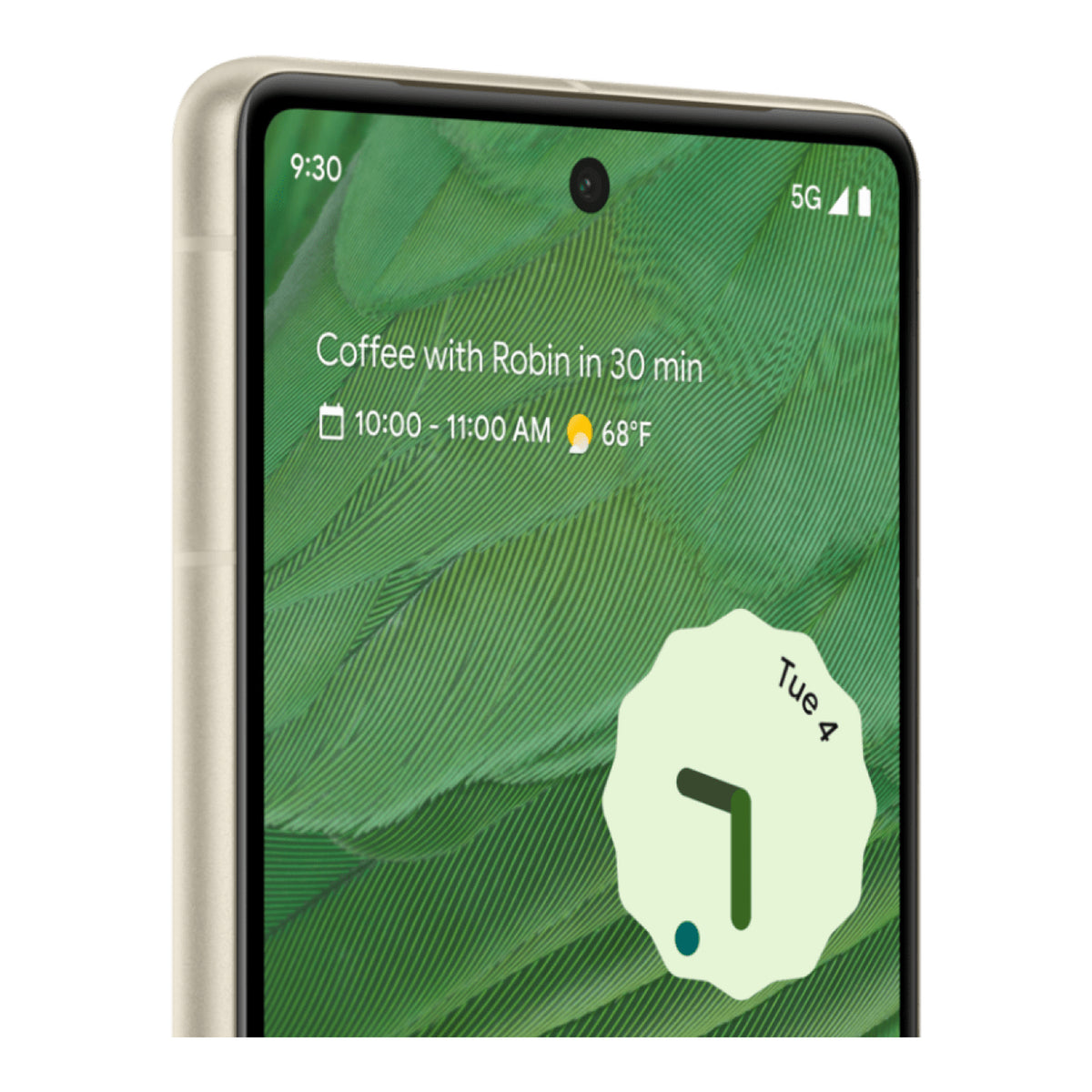 Google Pixel 7 in Lemongrass, angled view