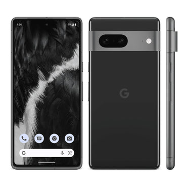 Google Pixel 7 in Obsidian, front and back