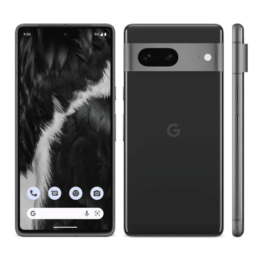 Google Pixel 7 in Obsidian, front and back