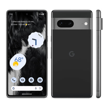 Google Pixel 7 in Obsidian, front and back