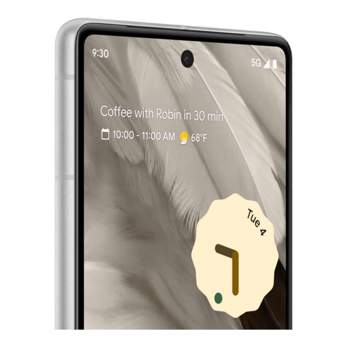 Google Pixel 7 in Snow, angled view
