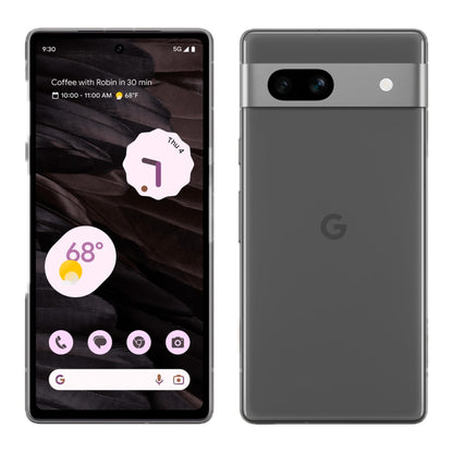 Google Pixel 7a in Charcoal, front and back