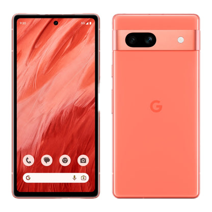 Google Pixel 7a in Coral, front and back