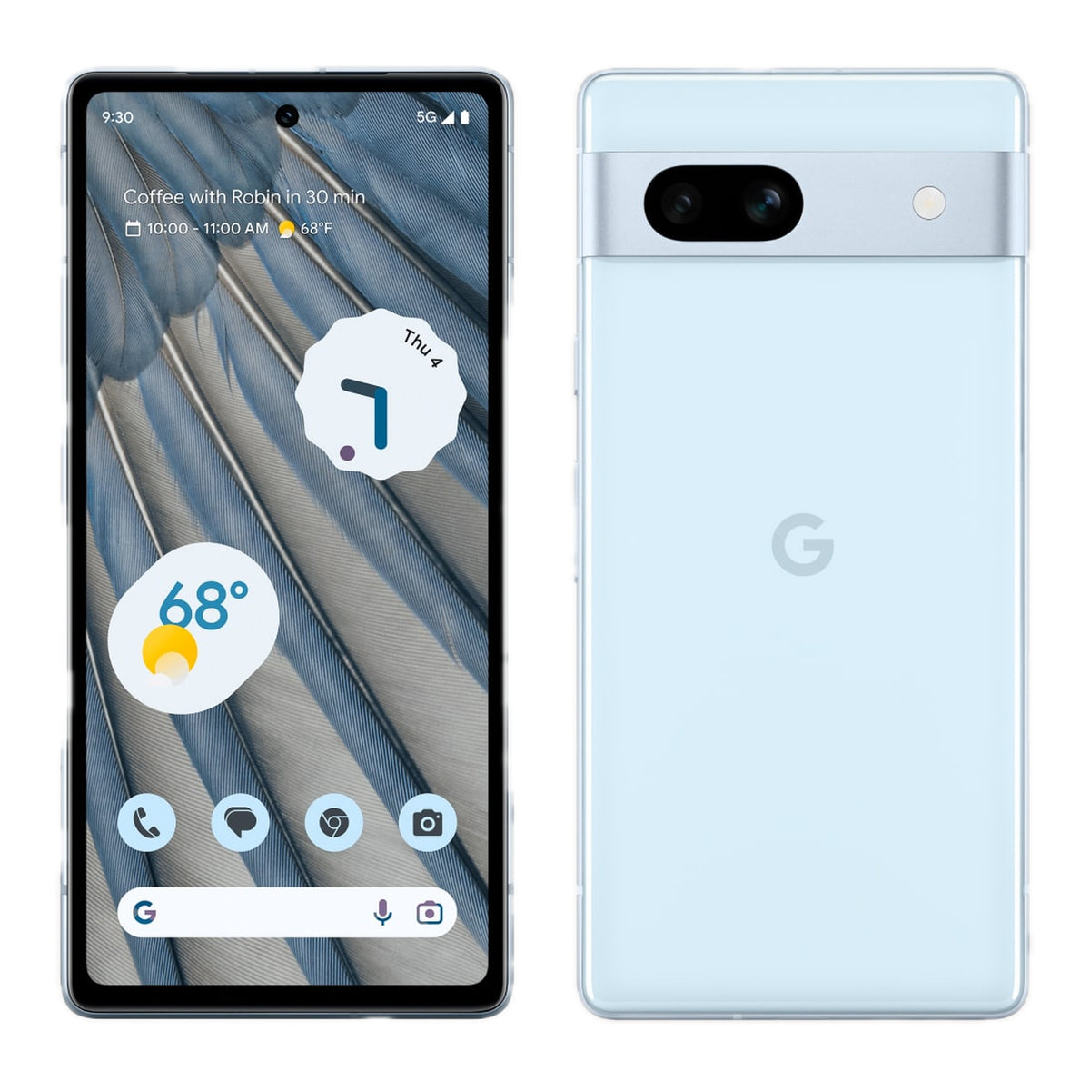 Google Pixel 7a in Sea, front and back