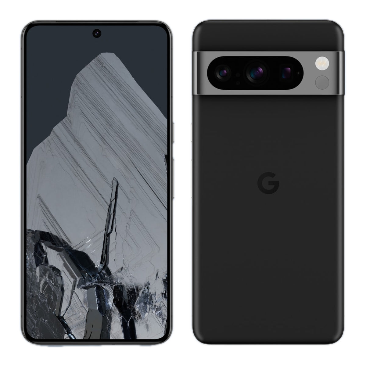 Google Pixel 8 Pro in Obsidian, front and back