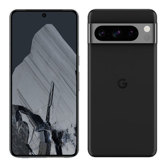 Google Pixel 8 Pro in Obsidian, front and back