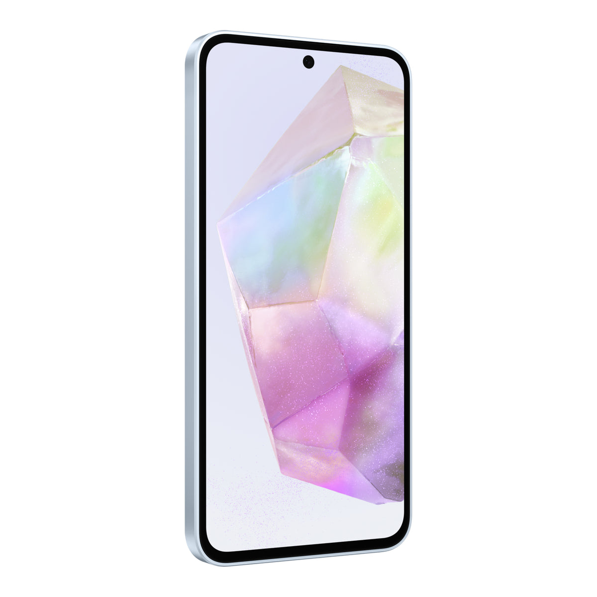Samsung Galaxy A35 5G in Awesome Iceblue, front, left angle