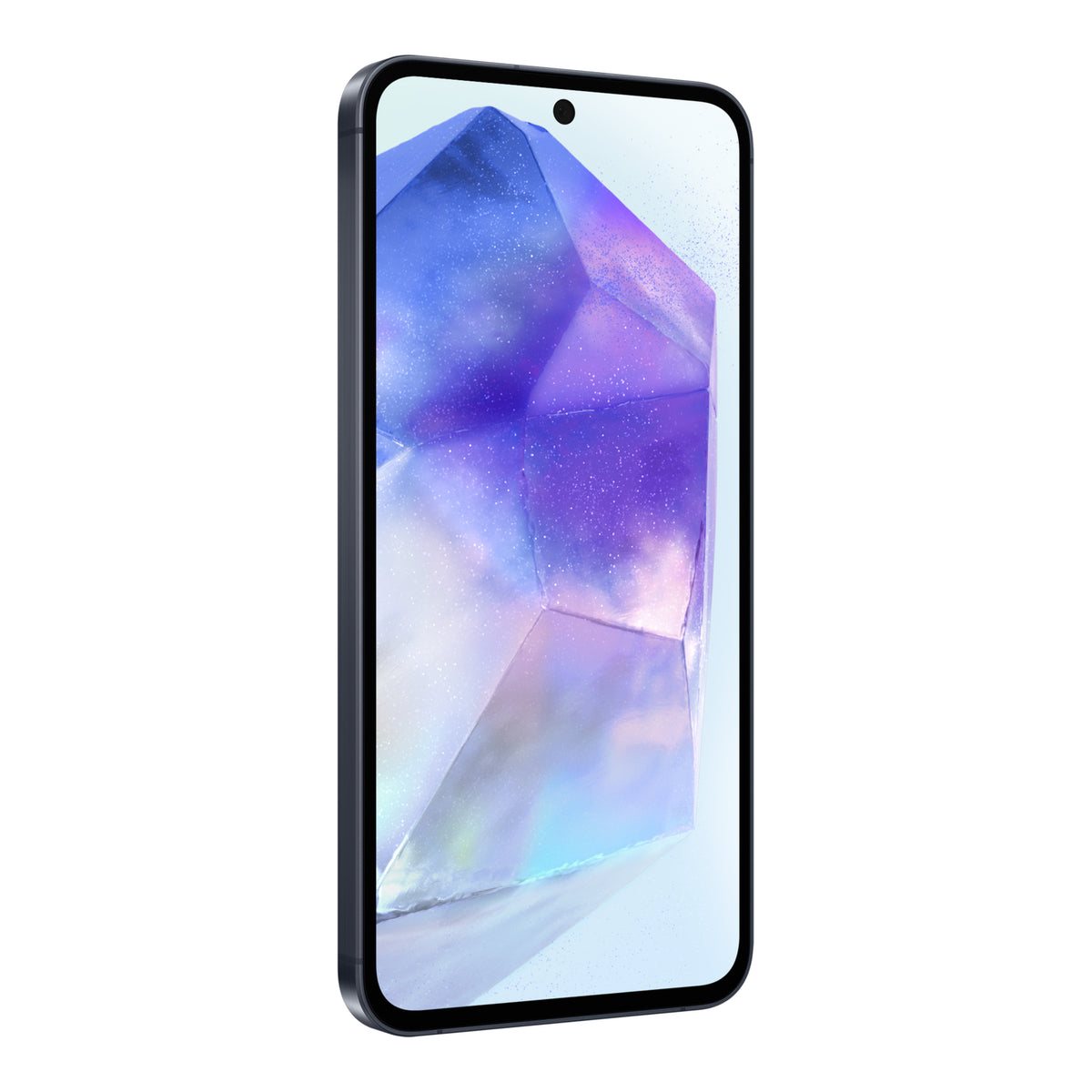 Samsung Galaxy A55 5G in Awesome Navy, front, left angle