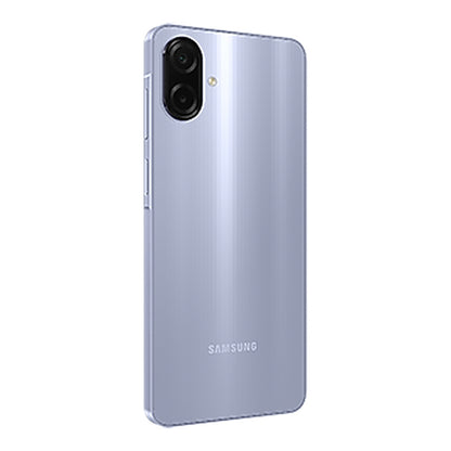 Samsung Galaxy A07 in Light Violet, front and back