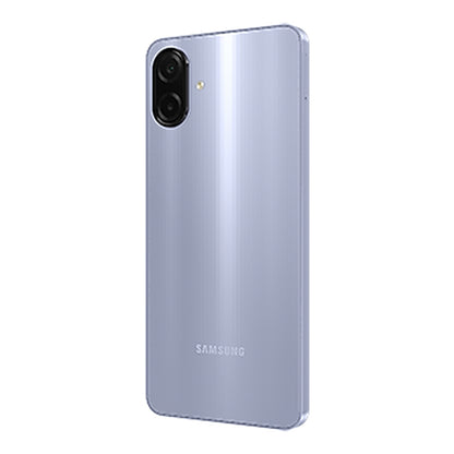 Samsung Galaxy A07 in Light Violet, front and back