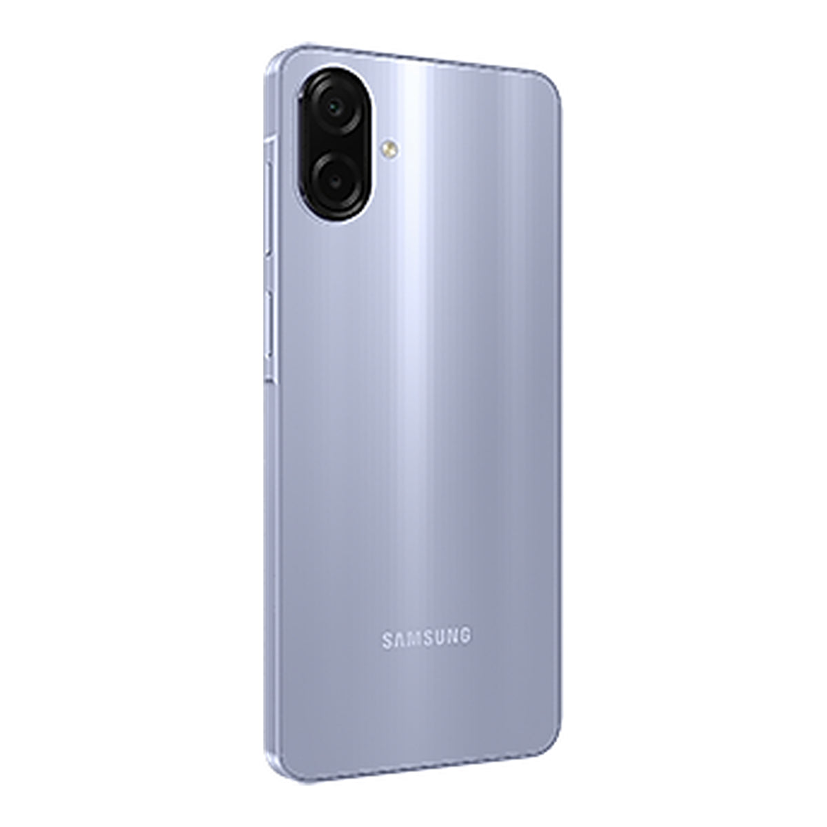 Samsung Galaxy A07s in Light Violet, front and back