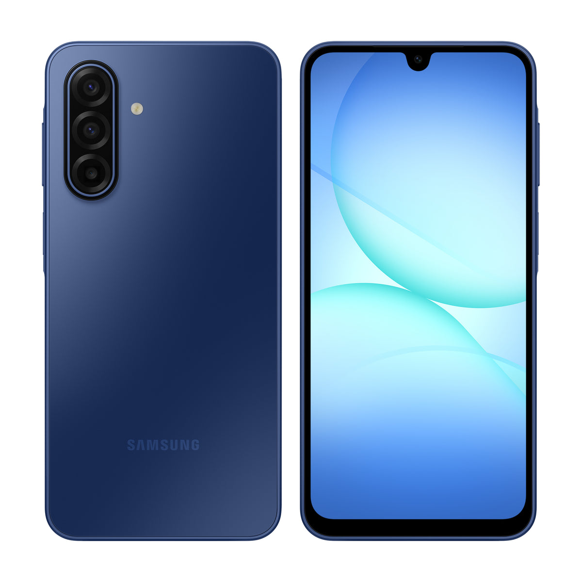 Samsung Galaxy A17 5G in Blue, front and back view