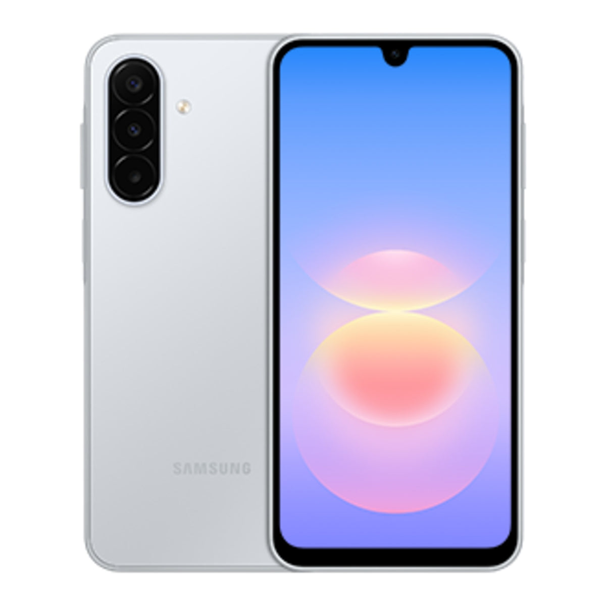 Samsung Galaxy A18 128GB in Silver, front and back view