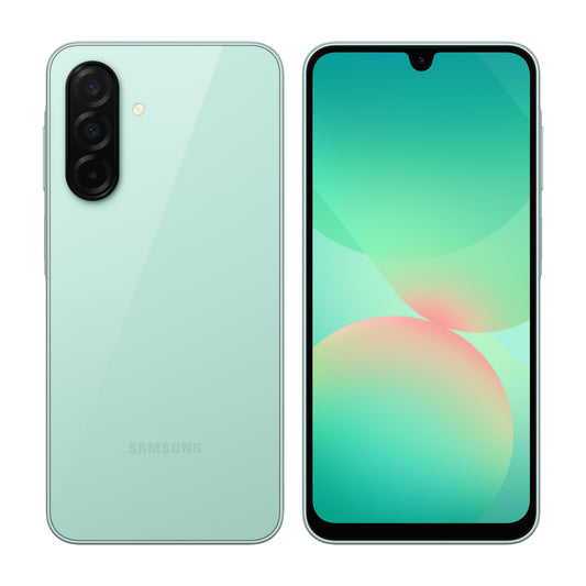 Samsung Galaxy A26 5G in mint, front and back view