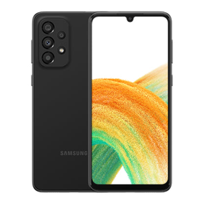 Samsung Galaxy A33 5G in Awesome Black, front and back view