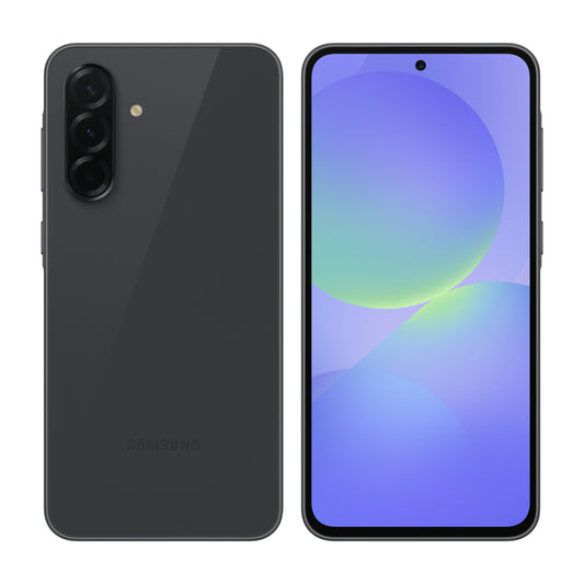Samsung Galaxy A36 5G in Awesome Black, front and back view
