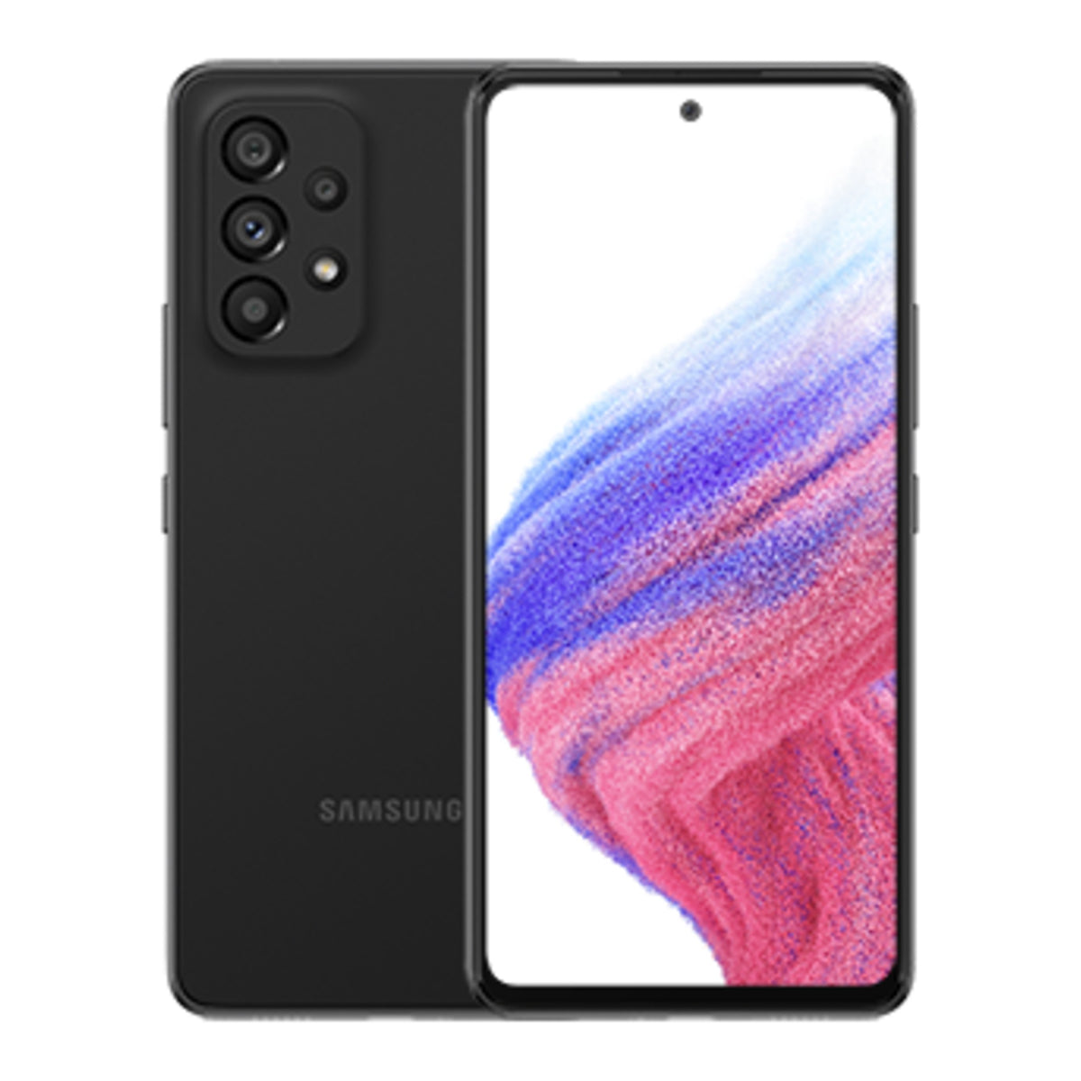 Samsung Galaxy A53 5G in Awesome Black, front and back view