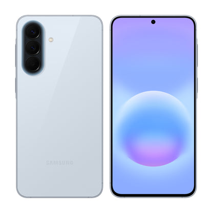 Samsung Galaxy A57 5G 256GB in Awesome Icyblue, front and back view