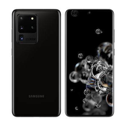 Samsung Galaxy S20 Ultra 5G in Cosmic Black, front and back view